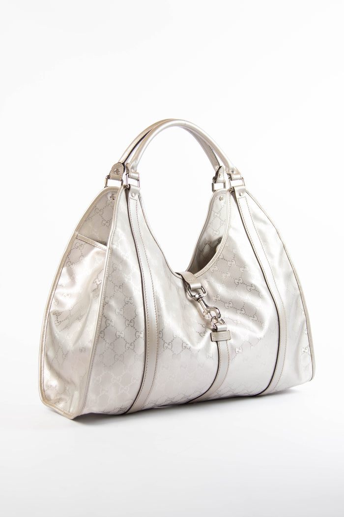 2000s Gucci Silver XL Guccissima Jackie Bag