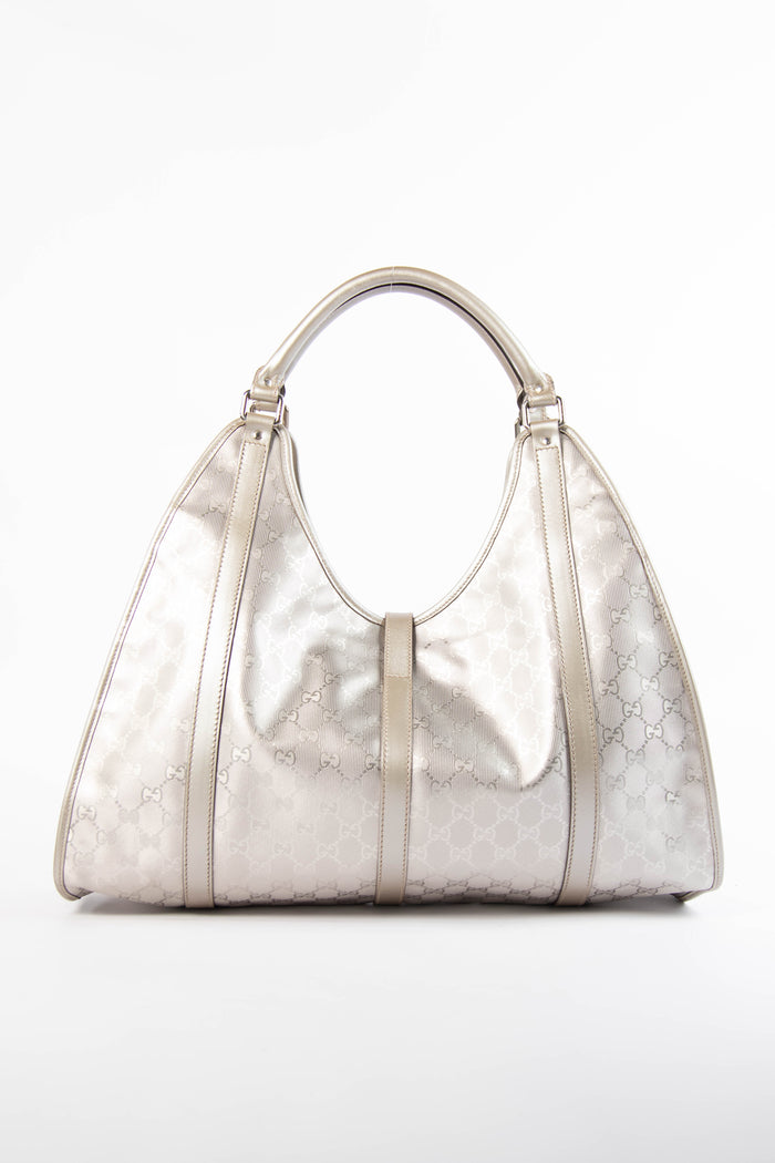 2000s Gucci Silver XL Guccissima Jackie Bag