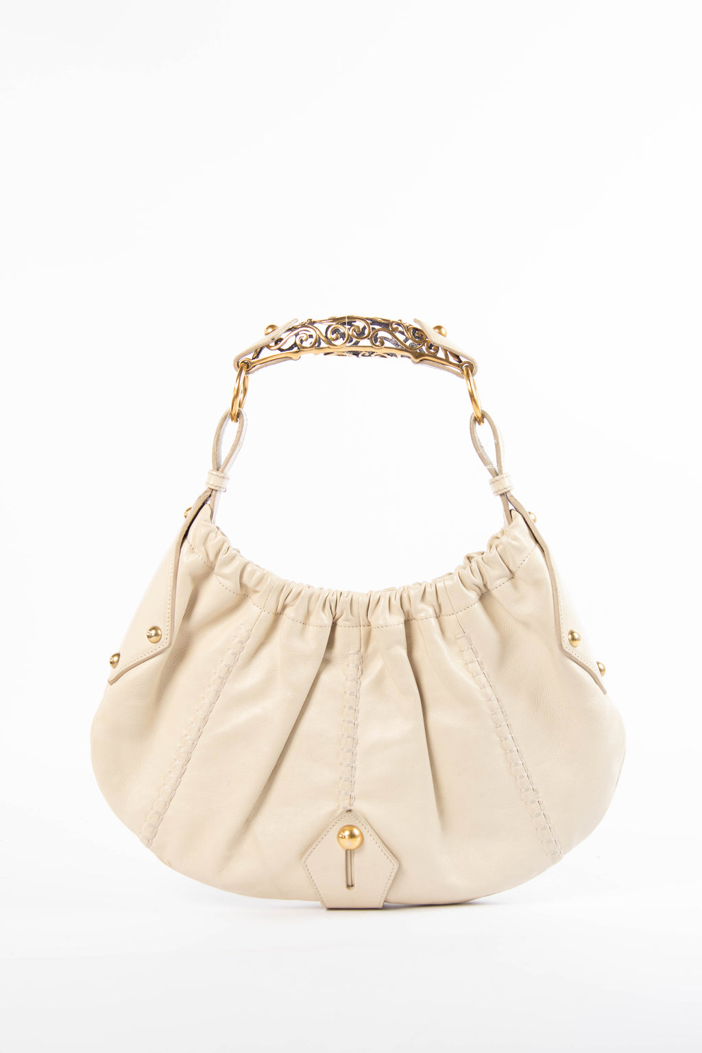 Yves Saint Laurent Cream Leather Mombasa Shoulder Bag