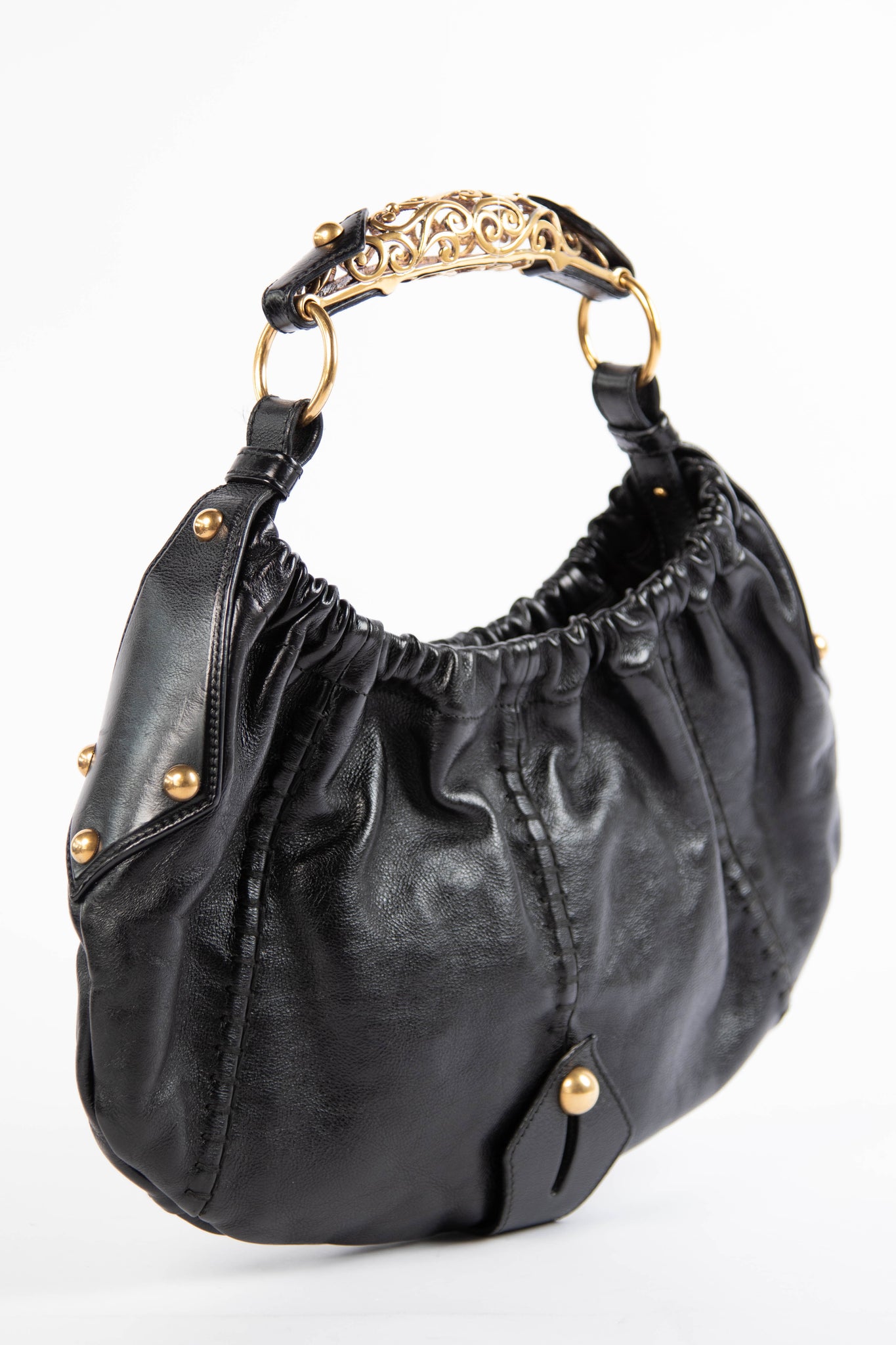 Yves Saint Laurent Black Leather Mombasa Shoulder Bag