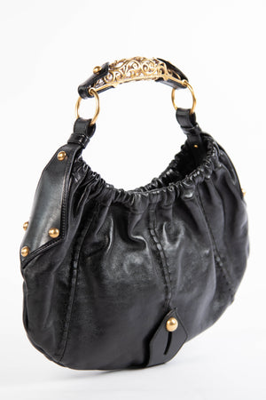 Yves Saint Laurent Black Leather Mombasa Shoulder Bag