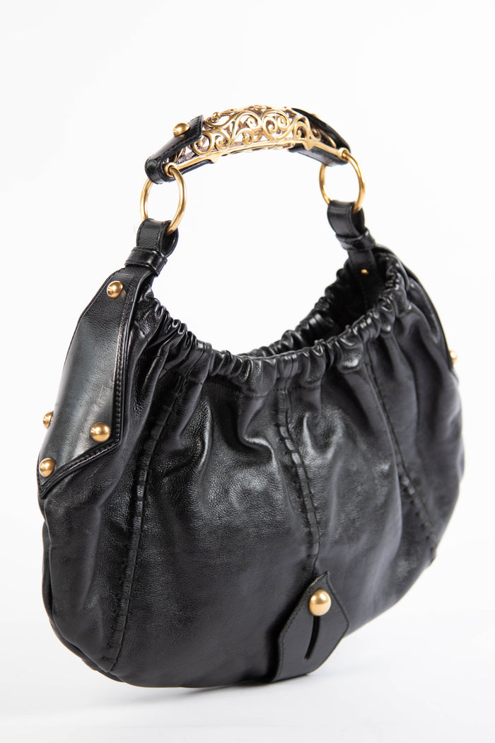 Yves Saint Laurent Black Leather Mombasa Shoulder Bag