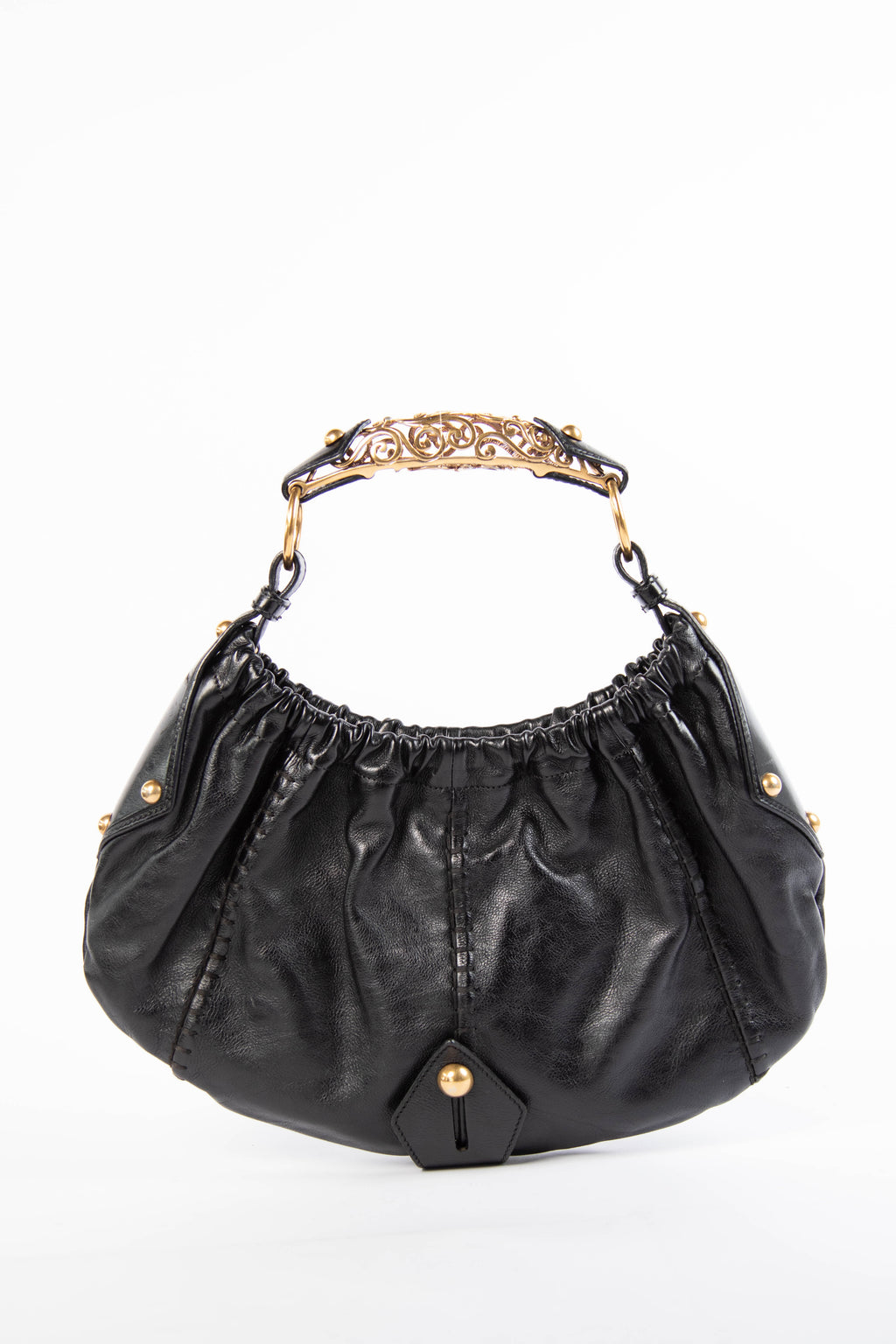 Yves Saint Laurent Black Leather Mombasa Shoulder Bag