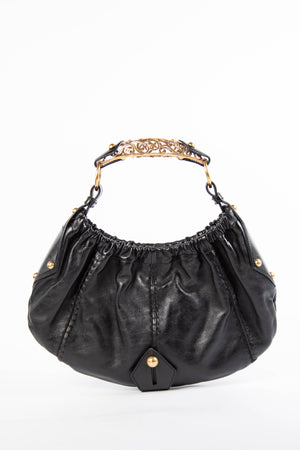 Yves Saint Laurent Black Leather Mombasa Shoulder Bag
