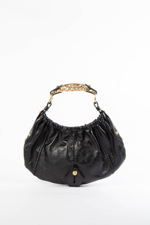 Yves Saint Laurent Black Leather Mombasa Shoulder Bag