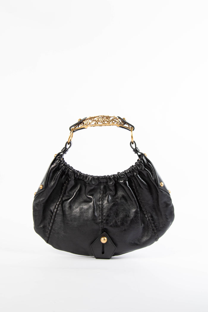 Yves Saint Laurent Black Leather Mombasa Shoulder Bag
