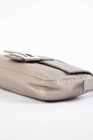 Vintage Fendi Metallic Leather Selleria Baguette Shoulder Bag
