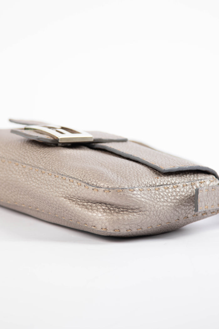 Vintage Fendi Metallic Leather Selleria Baguette Shoulder Bag