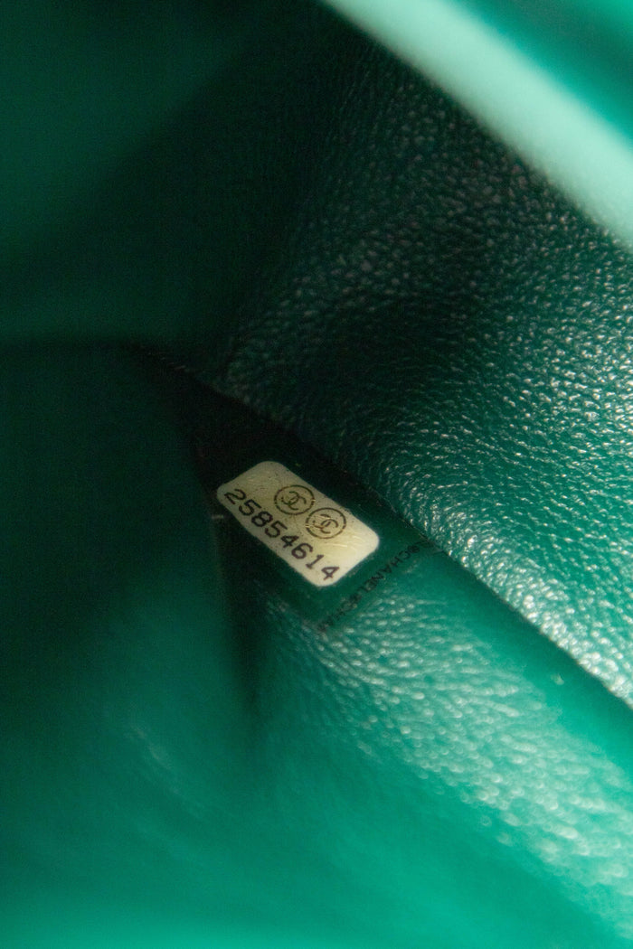 2018 Chanel Emerald Green Patent Leather Medium Double Flap Bag