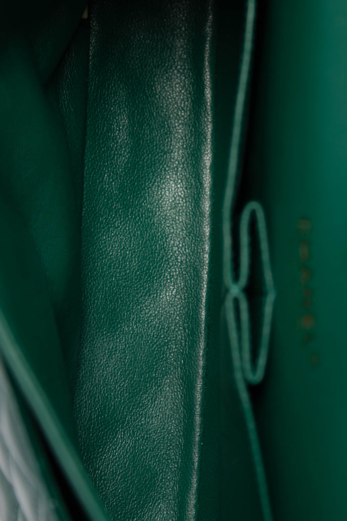 2018 Chanel Emerald Green Patent Leather Medium Double Flap Bag