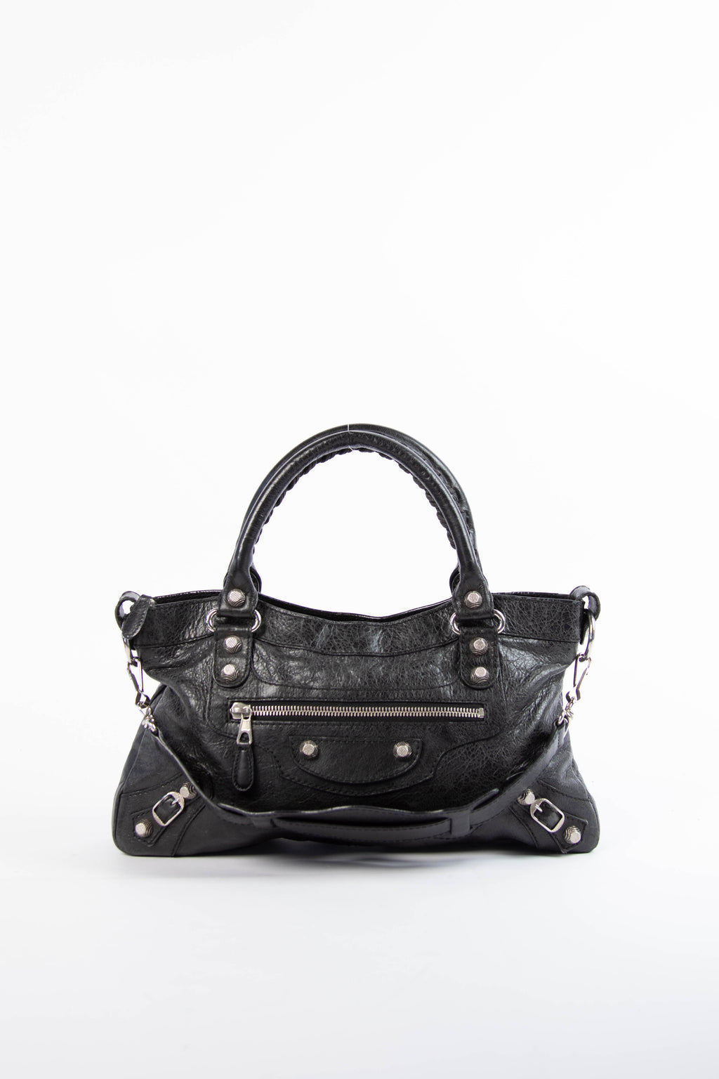 2010s Balenciaga Black Leather First City Shoulder Bag