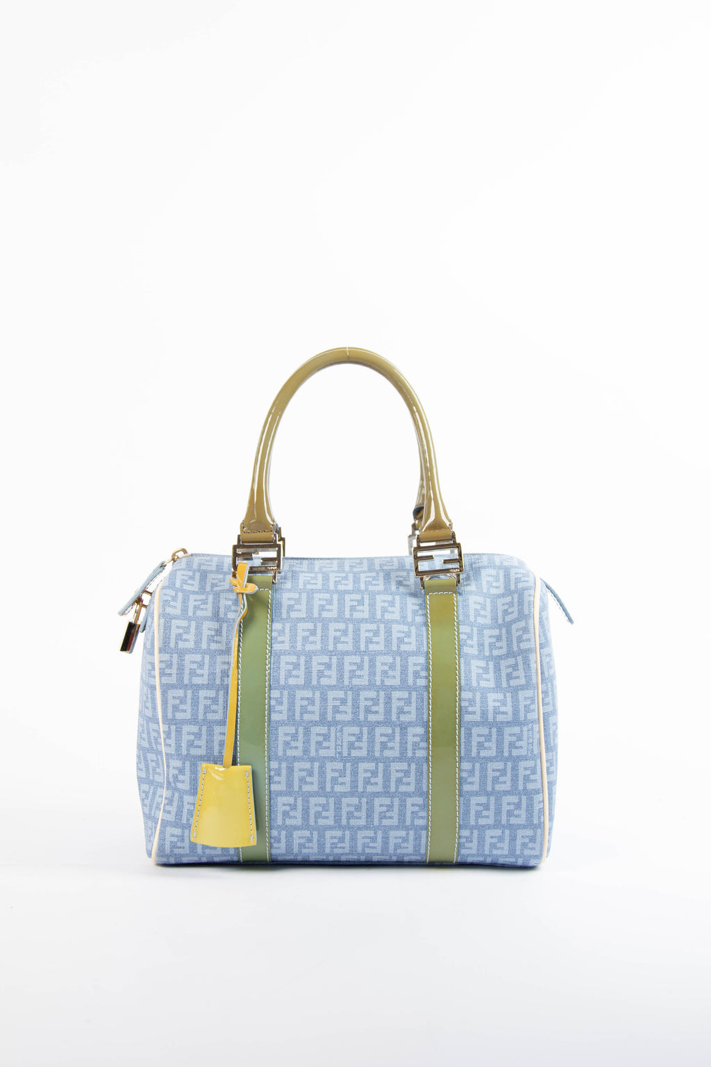 Vintage Fendi Blue Zucchino Boston Bag