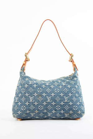 2000s Louis Vuitton Blue Denim Baggy PM Monogram Shoulder Bag