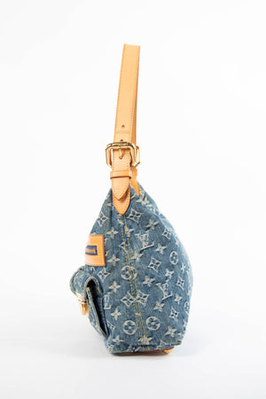 2000s Louis Vuitton Blue Denim Baggy PM Monogram Shoulder Bag