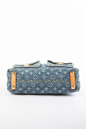 2000s Louis Vuitton Blue Denim Baggy PM Monogram Shoulder Bag