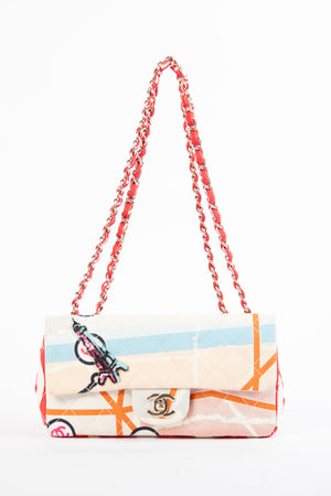 2000s Chanel Eiffel Tower Canvas Single Flap Shoulder Bag