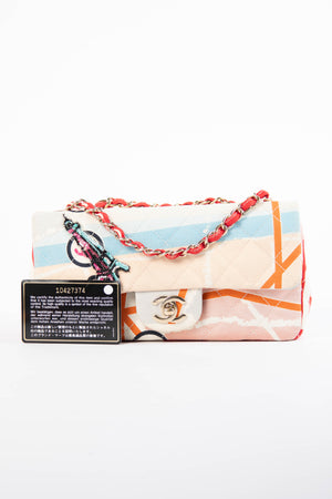 2000s Chanel Eiffel Tower Canvas Single Flap Shoulder Bag