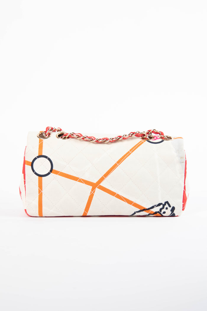 2000s Chanel Eiffel Tower Canvas Single Flap Shoulder Bag