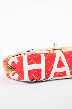 2000s Chanel Eiffel Tower Canvas Single Flap Shoulder Bag