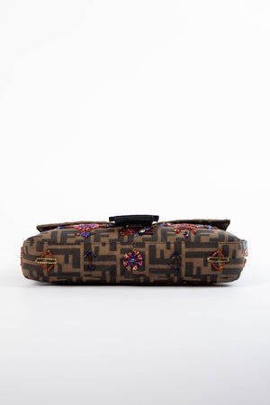 90s Fendi Zucca Beaded Baguette Shoulder Bag