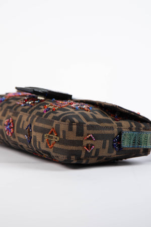 90s Fendi Zucca Beaded Baguette Shoulder Bag