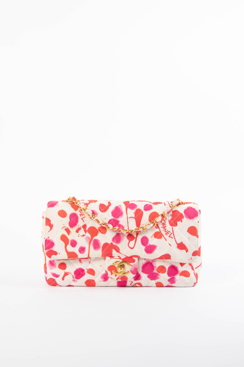 90s Chanel Paint Splatter Single Flap Shoulder Bag