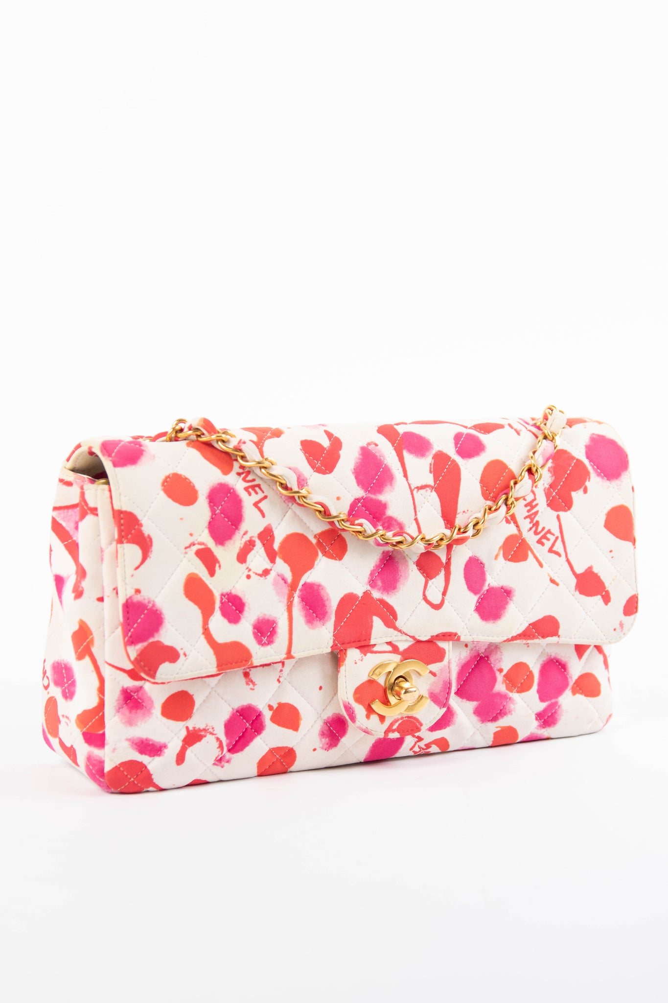 90s Chanel Paint Splatter Single Flap Shoulder Bag