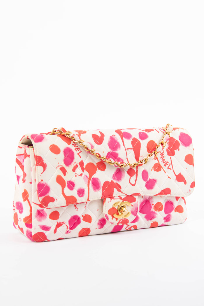 90s Chanel Paint Splatter Single Flap Shoulder Bag