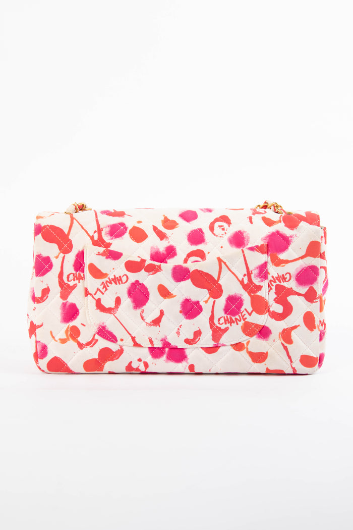 90s Chanel Paint Splatter Single Flap Shoulder Bag