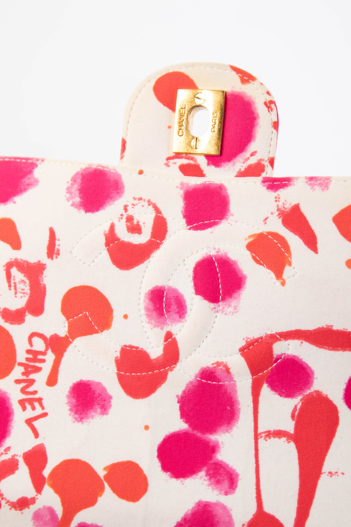 90s Chanel Paint Splatter Single Flap Shoulder Bag