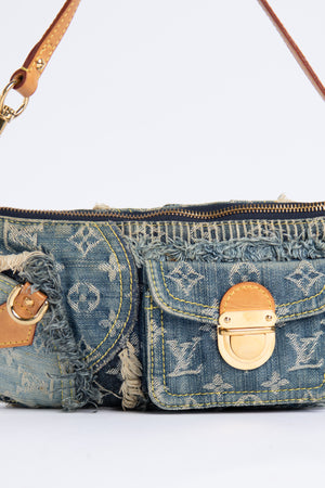 RARE Y2K Louis Vuitton Denim Patchwork Shoulder Bag