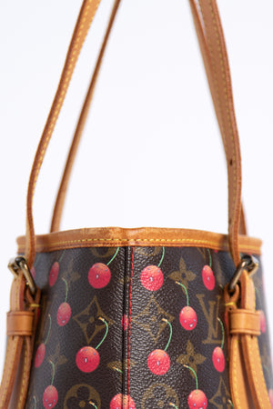 SUPER RARE Louis Vuitton x Takashi Murakami Cherry Bucket Bag With Mini Cherry Pochette