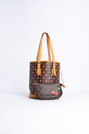 SUPER RARE Louis Vuitton x Takashi Murakami Cherry Bucket Bag With Mini Cherry Pochette