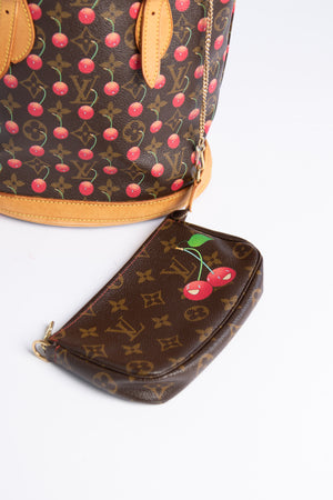 SUPER RARE Louis Vuitton x Takashi Murakami Cherry Bucket Bag With Mini Cherry Pochette