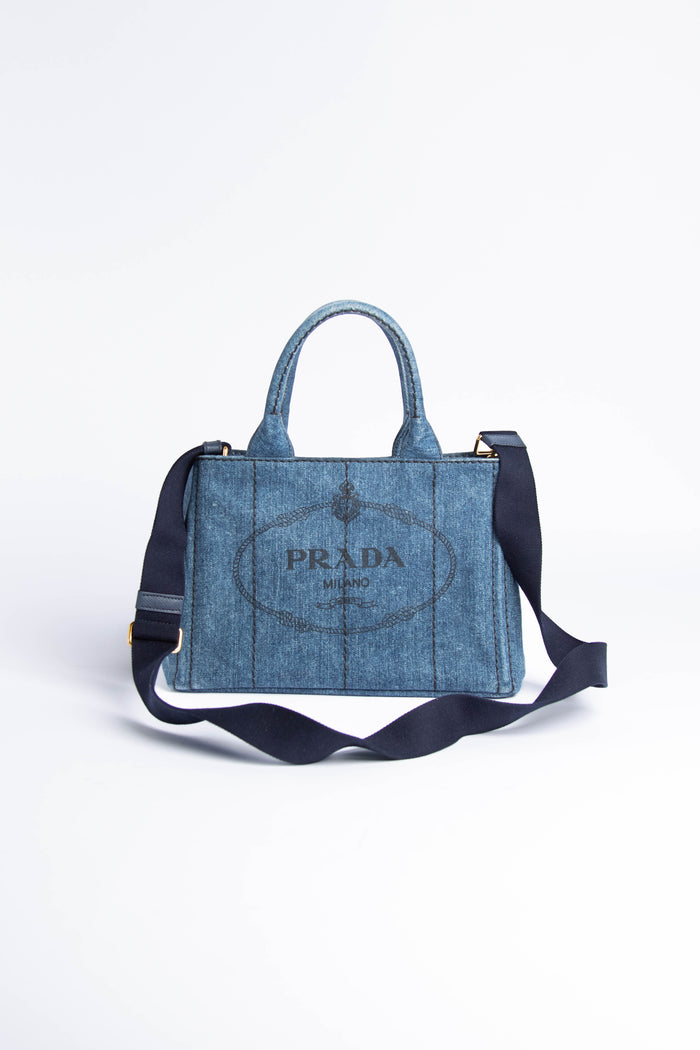 Vintage Prada Denim Canapa Tote Bag