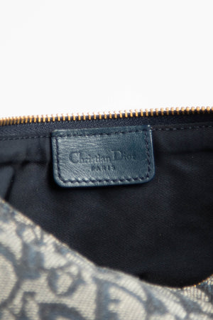 2000s Christian Dior Navy Monogram Trotter Saddle Bag