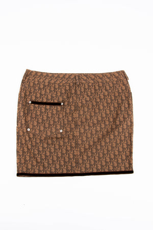 Y2K Christian Dior Brown Monogram Skirt (UK 12)