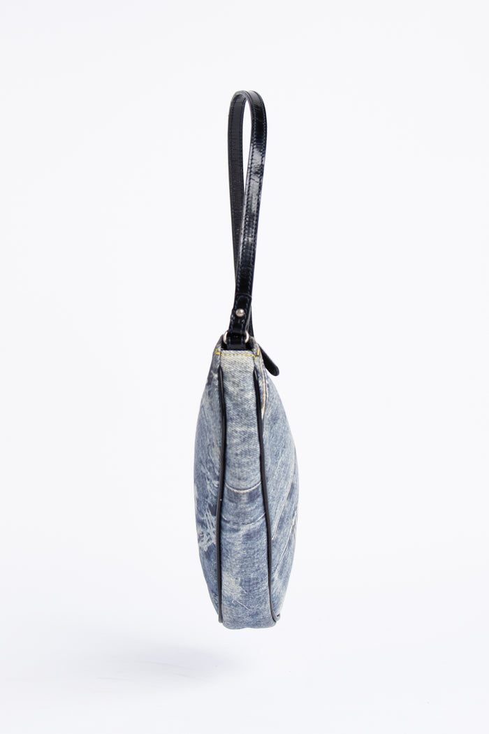 2000s Christian Dior Denim Print Saddle Shoulder Bag