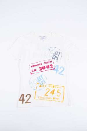 2000s Christian Dior "Dior Addict" Stamp White T-Shirt (UK 10)