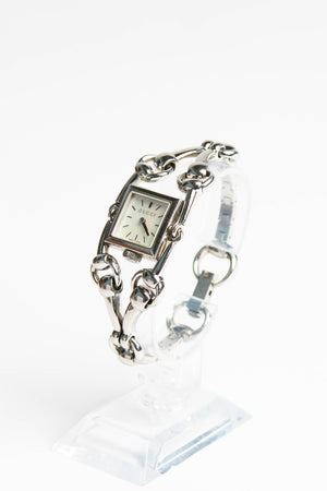 Vintage Gucci Silver Horsebit Chain Watch
