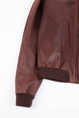 Vintage Gucci Tom Ford Burgundy Leather Bomber Jacket (UK 14)