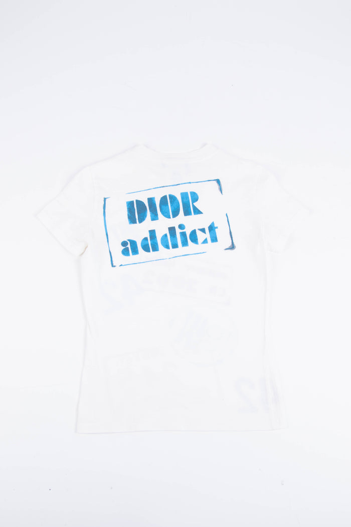 2000s Christian Dior "Dior Addict" Stamp White T-Shirt (UK 10)