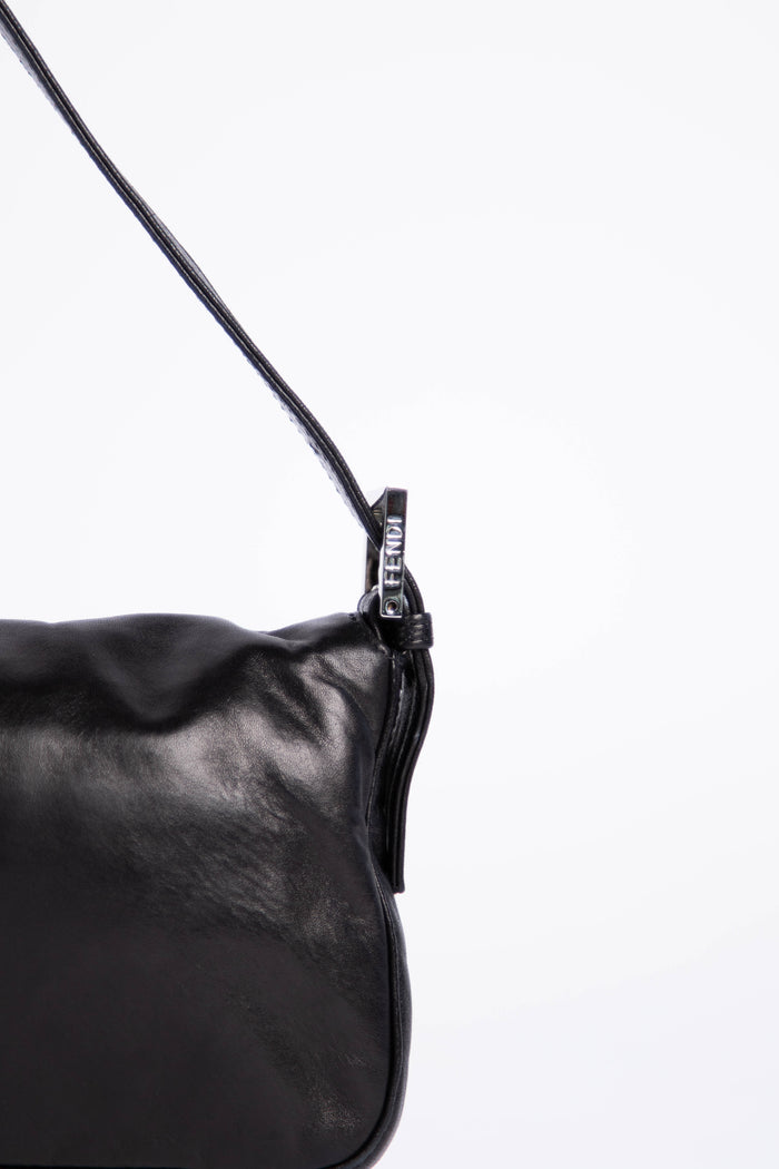 Fendi, Bags, Vintage Fendi Black Leather Baguette Bag