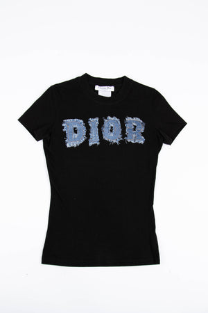 2000s Christian Dior Denim "Dior" Black T-shirt (UK 8)