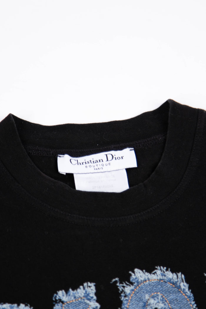 2000s Christian Dior Denim "Dior" Black T-shirt (UK 8)