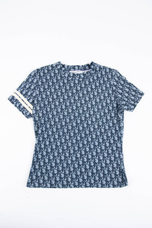 Y2K Christian Dior Blue Monogram T-Shirt (UK 12)