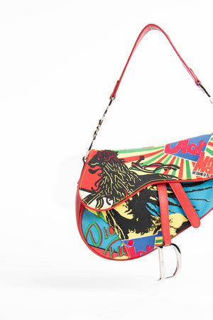 RARE 2003 Christian Dior Galliano Rasta Mania Saddle Bag