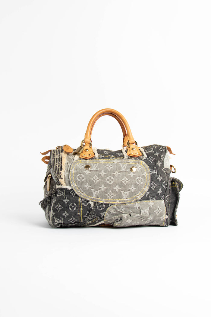 RARE 2000s Louis Vuitton Denim Patchwork Speedy 30