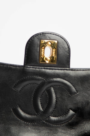 RARE 90s Chanel Patent Black Mini Square Flap Bag GWH