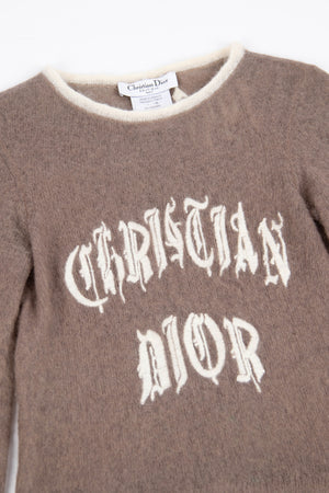 SUPER RARE 2002 Christian Dior Beige John Galliano Gothic Mohair Jumper (UK 8)